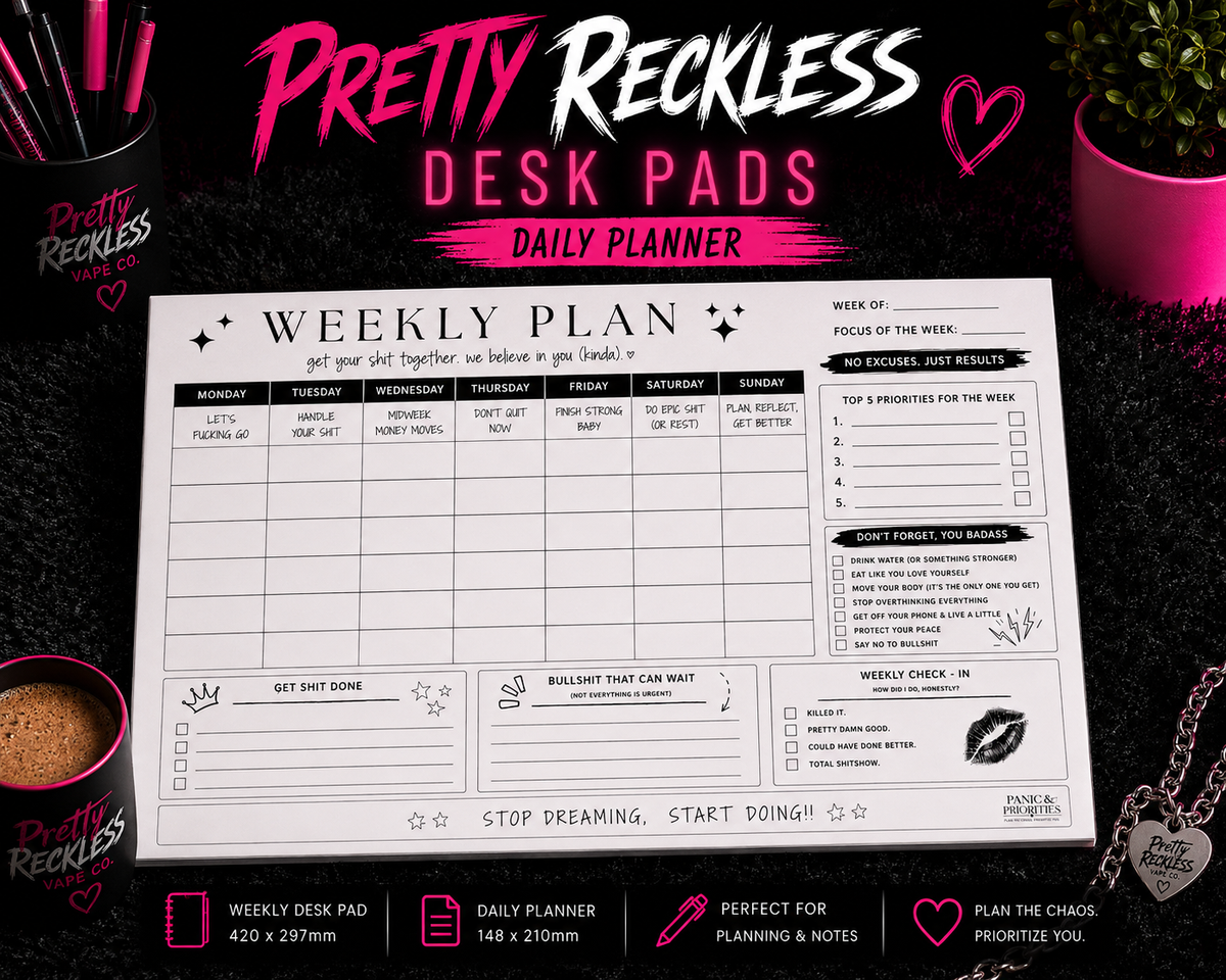 Pretty Reckless Weekly Planner Deskpad | 30 Sheets