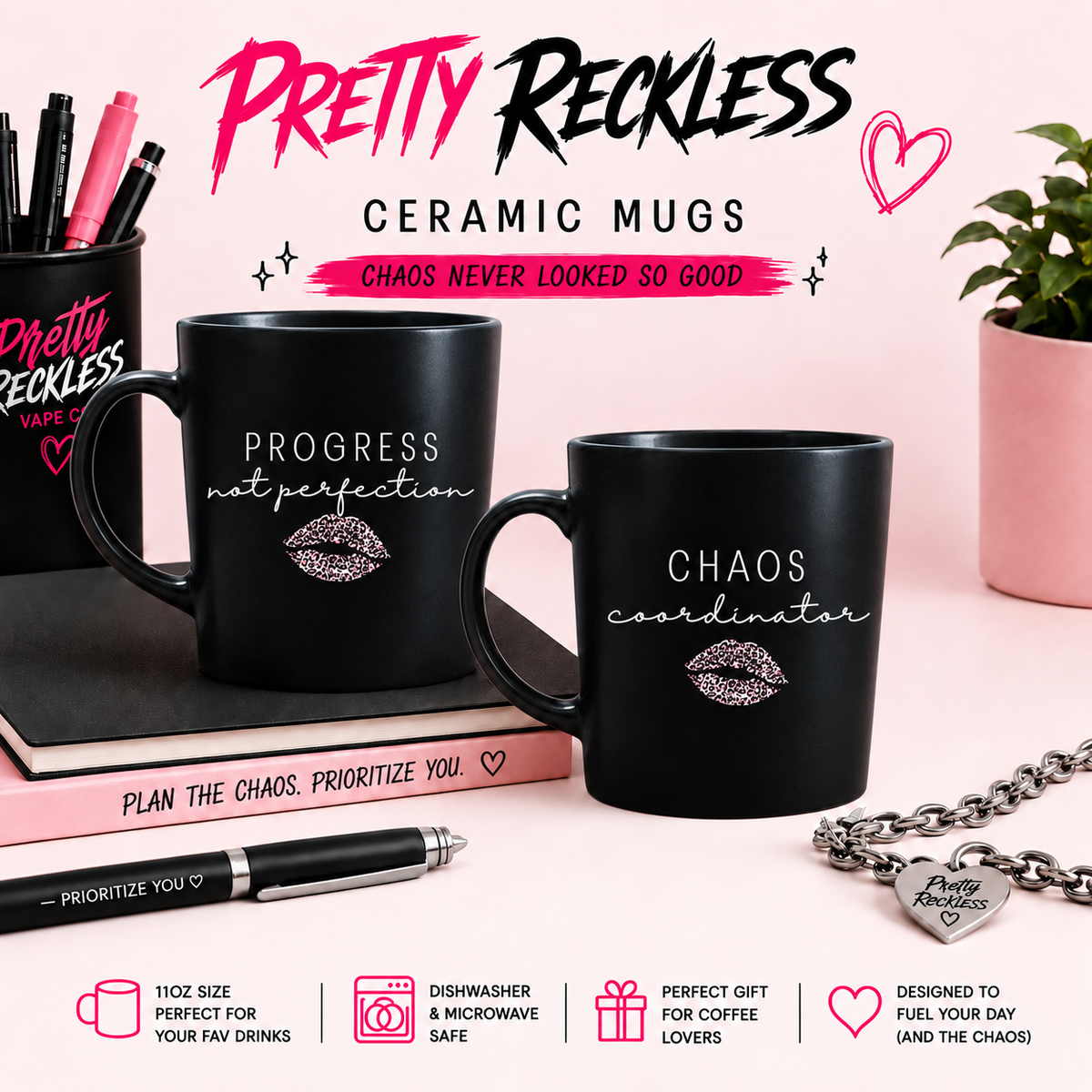 Pretty Reckless Coffee Mug | Sip. Sigh. Survive. Repeat.