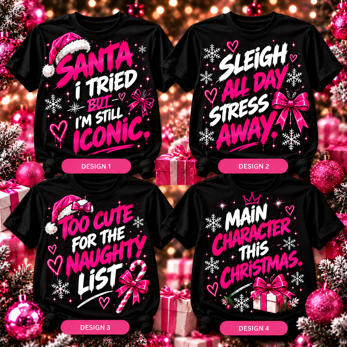 RECKLESSLY FESTIVE — GIRLS CHRISTMAS TEE