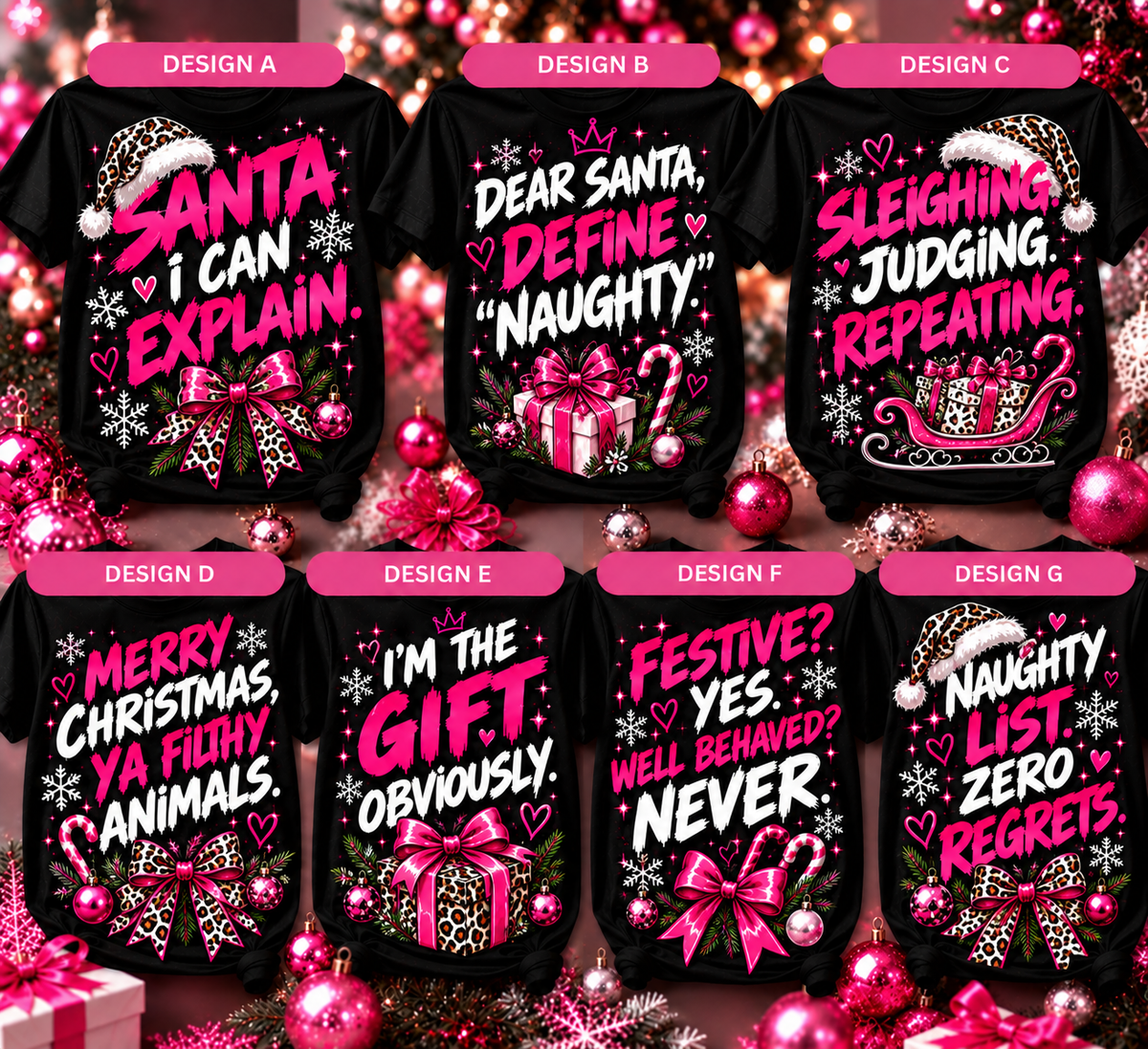 RECKLESSLY FESTIVE — LADIES CHRISTMAS TEE